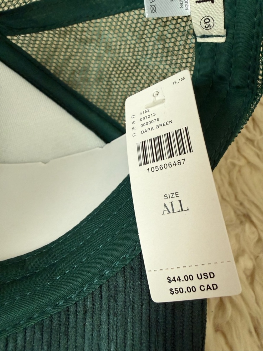 Anthropologie Worn/West Chalet Corduroy Trucker Hat - Dark Green - Picture 7 of 7